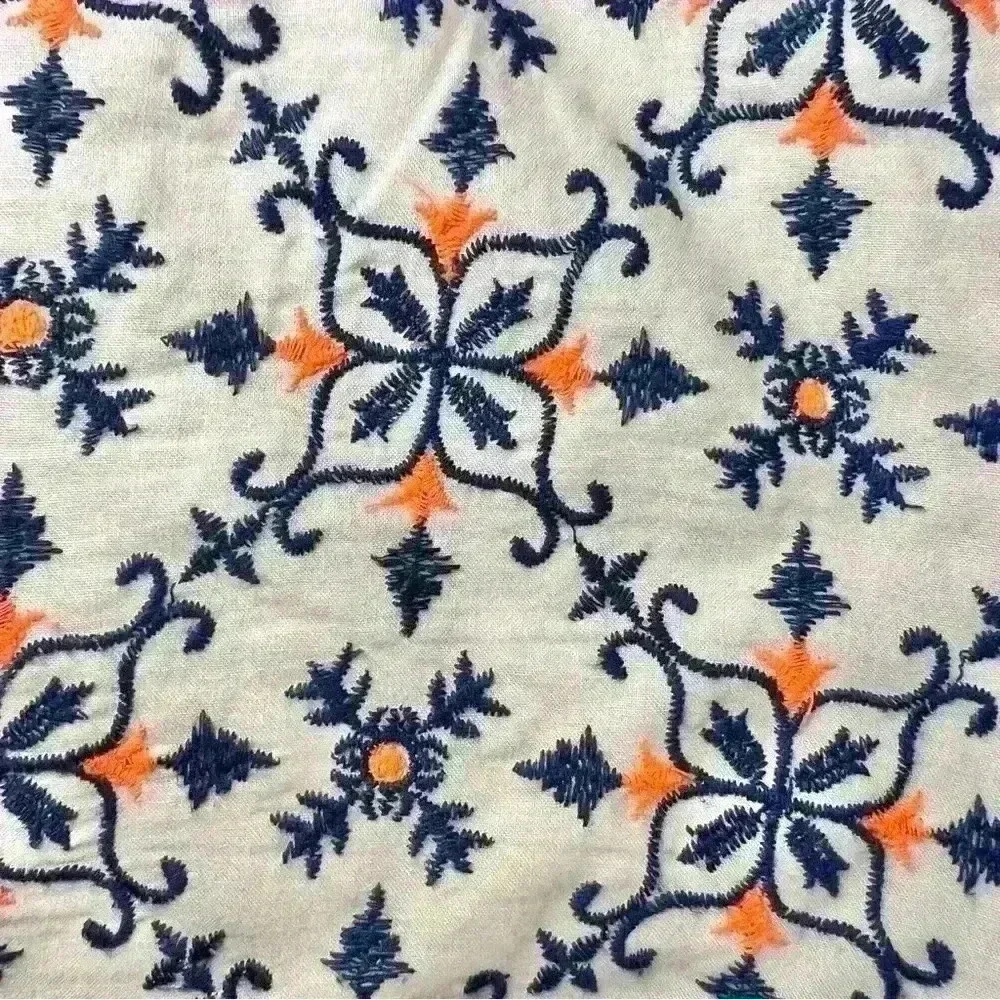 Lucky Brand Women’s Blue and Bright Orange Embroidered Cotton Shorts Size 30